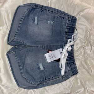 Risen Women's Denim Jogger Shorts in Faded Blue